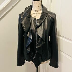 Milly black leather jacket, Sz Large, Retails for $1,075, Worn Once